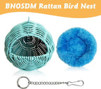 BNOSDM Rattan Parrot Nesting House Bird Nest Parakeet Hanging Swing Soft - Image 7