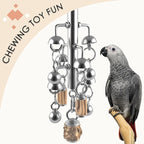 KATUMO Large Bird Toys, Natural Wooden and 304 Stainless Steel Bell Toy - Image 3