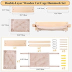 JSPYFITS Wooden Cat Wall Hammock, 18.9 x 12.6 Inch Double Layer Cat Furniture - Image 7