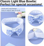 Segarty Dog Bow Tie for Neck Girth 16.5-21.2in, Adjustable Light Blue Plaid - Image 2