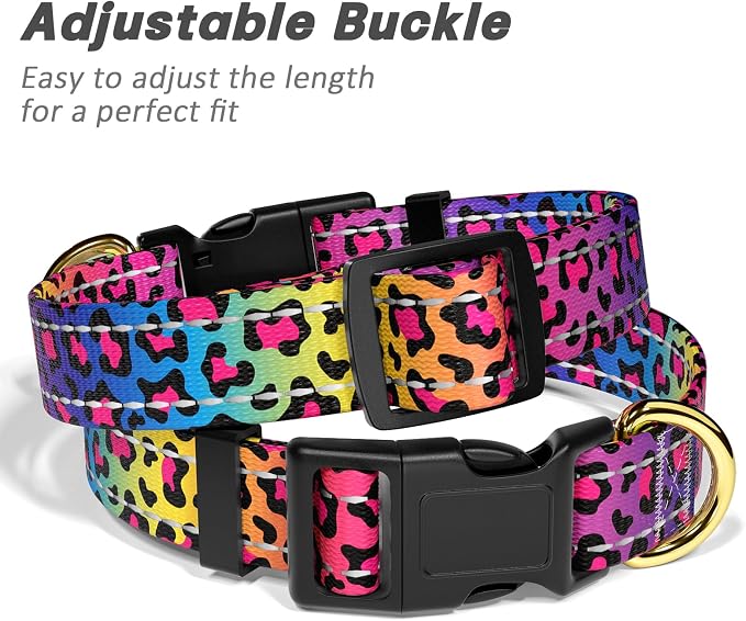 Reflective Dog Collar for Large Dogs, Cute Leopard Style Adjustable Heavy-Duty - Image 6