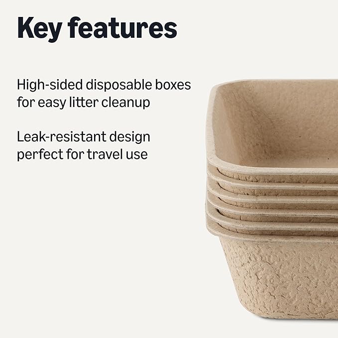 Amazon Basics Disposable Cat Litter Box, Travel & Home, Large 14.4"x18.1" - Image 2