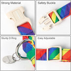 DOGWONG Cotton Dog Collar, Rainbow Dog Collar Durable Soft Natural Fabric Pet - Image 3