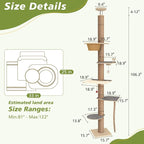 Floor to Ceiling Cat Tree, 5 Tier Cat Tower Adjustable Height, Tall Climbing - Image 2