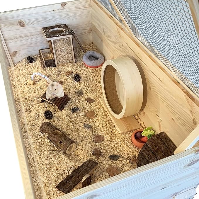 Wooden Hamster Exercise Wheel, Silent Silent Running Wheel Wooden Small Pets - Image 4