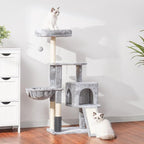 Heybly Cat Tree with Cat Self Groomer Brush, Cat Tower Condo - Image 8