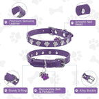SCENEREAL Cat Collar with Bells, Leather Cat Collars with Paw Studded, - Image 4