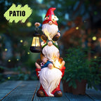Garden Gnome Statue with Solar Lights Garden Sculptures Funny Triple Gnome - Image 8