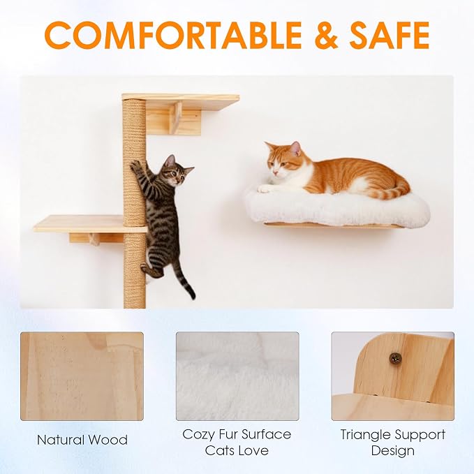 6in1 Cat Wall Shelves Climbing Systems, Large Cat Furniture Shelf Set Wall - Image 5