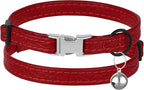 Leather Cat Collar with Buckle and Removable Bell - Image 2