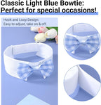 Segarty Dog Bow Tie for Neck Girth 12.6-15.7in, Adjustable Light Blue Plaid - Image 3