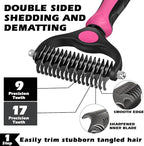 3PCS Self Cleaning Slicker Brush & Pet Grooming Rake & Flea Comb - Image 2