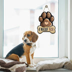 Dog Paw Prints Front Door Sign, I Woof You Bone Wood Hanger Outdoor Outside - Image 5