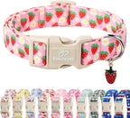 Cute Spring/Summer Dog Collar, Adjustable Pink Strawberry Dog Collars by Babolepet