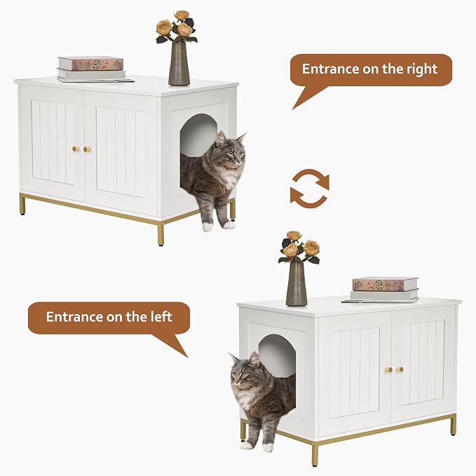 Homhedy Cat Litter Box Enclosure, Cat Washroom Furniture - Image 6