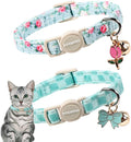 2 Pack Green Flower Cat Collars Breakaway by DOGWONG