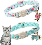 2 Pack Green Flower Cat Collars Breakaway by DOGWONG