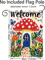 Mushroom House Garden Flag 12x18 Inch Welcome Yard Banner Whimsical Fairy Tale - Image 8