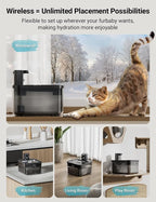 DownyPaws Cat Water Fountain Stainless Steel Cordless, 84oz/2.5L Fursink - Image 2