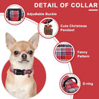 Christmas Dog Collar, Unique Style Paws Red Green Grids Dog Collar - Image 3