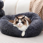 Super Soft Donut Cat Bed and Dog Bed Round Plush Pet Cushion Fluffy Rabbit Cave - Image 4