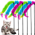 Cat Wand Feather Toys, 6 Pieces Interactive Cat Feathers Teaser Toy by CATENEED