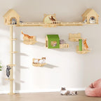 DWVO Solid Wood Cat Wall Shelves and Perches, Tall Floor to Ceiling Cat Tower w - Image 4