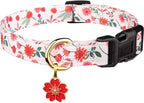 Cotton Handmade Dog Collar Cute and Distinctive Patterns Red and White Flower by Fyeqyaou