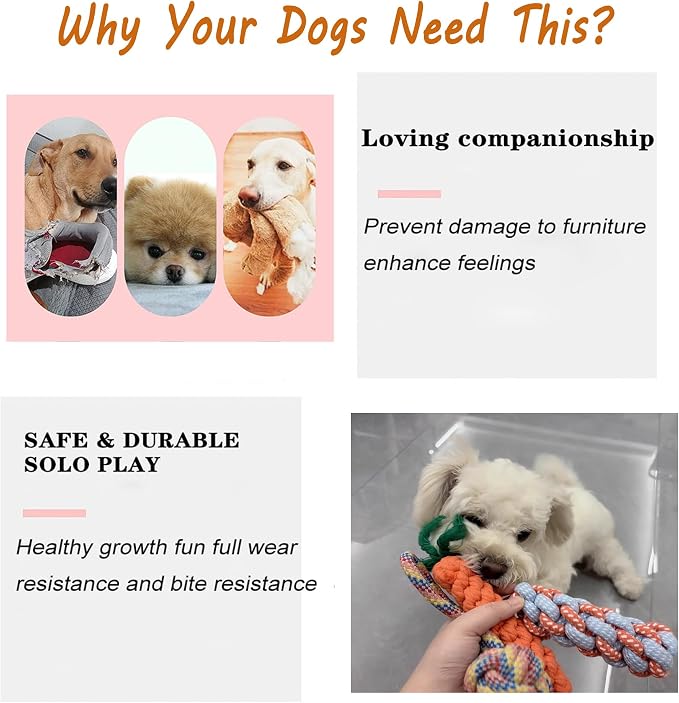 3PCS Natural Cotton Rope Toys for Small Dogs and Puppies, Dog Dental Care Chew - Image 5