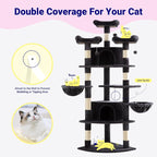 Allewie 73in Fan-Shaped Space-Saving Corner Cat Tower/Multi-Level Tall Cat Tree - Image 3