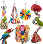 Bird Toys Rope Perch with Bell Colorful Bird Chewing Shredding Foraging Toys by YIXUND
