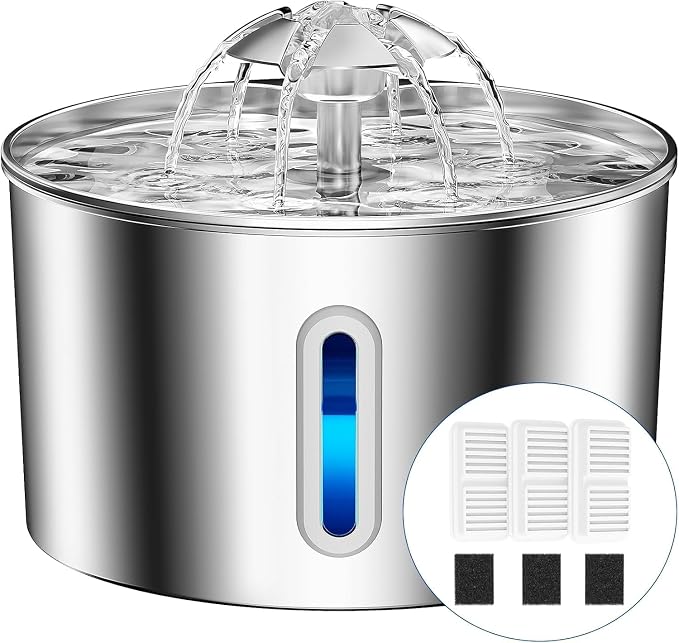 Cat Water Fountain Stainless Steel - 74oz/2.2L Pet Gift Dog Water Dispenser by CatWaterFountain