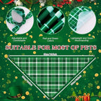 Abbylike 50 Pcs St. Patrick's Day Dog Bandanas Bulk Green Plaid Bandanas - Image 3