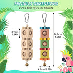 2Pcs Bird Chew Toys for Beak Grinding, Hanging Rotating Wood Block - Image 2