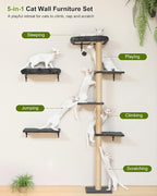 FUKUMARU Cat Wall Shelves, Stable Wall Mounted Cats Furniture Set, Kitten - Image 2