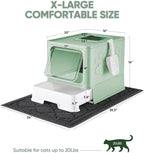 Cat Litter Box with X-Large Litter Mat and Scoop, Large Covered Litter Box with - Image 3
