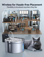 Wireless Cat Water Fountain FEELNEEDY Stainless Steel Automatic Pet Water - Image 3