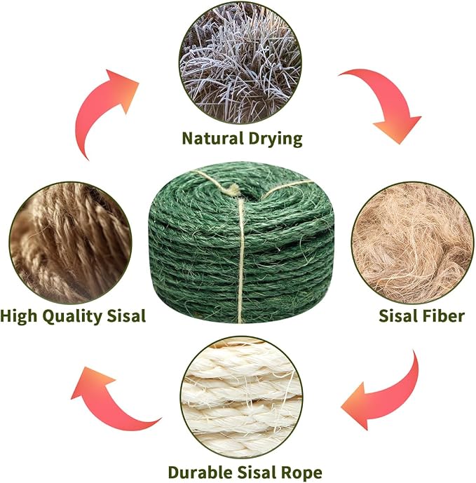 Green Sisal Rope 1/4 Inch by 164-Feet - Image 4