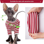 DENTRUN Hairless Cats Shirt Breathable Cat Daily Wear Clothes Stripe Vest - Image 7