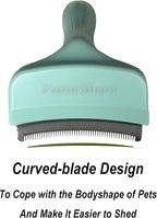 Pet Deshedding Tool with Curve Blade, Cat Grooming Brush, Tight V-shaped Teeth - Image 2