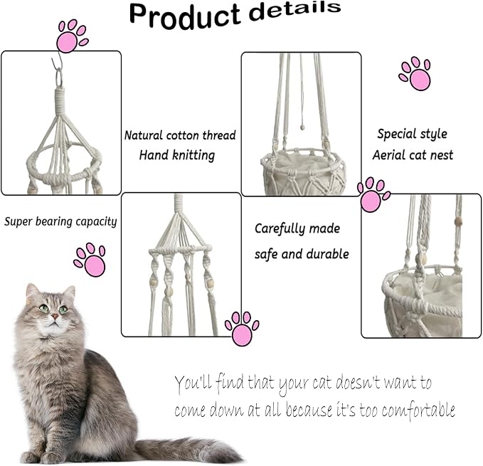 kathson Macrame Cat Hammock - Image 6