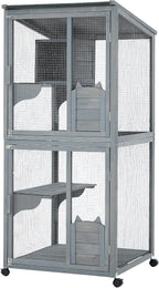 69-Inch Catio, Wooden Cat Enclosure, 4-Tier Cat House w/Waterproof Roof - Image 7