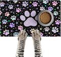 Pet Feedings Mats 20x12 inch Glitter Paw Print Pet Bowl Placemat Non Slip Mat by HOMETITUTE