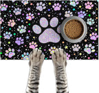 Pet Feedings Mats 20x12 inch Glitter Paw Print Pet Bowl Placemat Non Slip Mat by HOMETITUTE