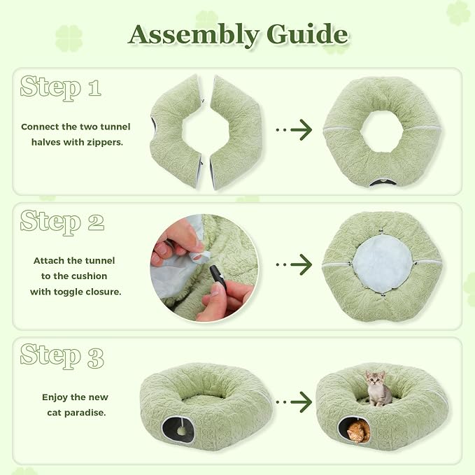 PEQULTI Cat Tunnel with Bed for Indoor Cats, Cat Play Donut Tunnel with - Image 5