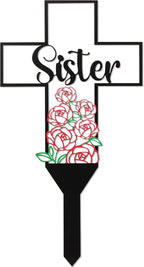 BUoonyer Sister Memorial Graves Markers Cemetery Decorations, Metal Cross by BUyooner