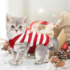 Dog Christmas Sweater Xmas Pet Clothes Cute Striped Gingerbread Man Costume - Image 7
