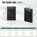 Dog Door for Door All Aluminum 3 Flaps Black, Large Dog Doggy Doggie Door - Image 6