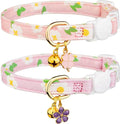 2 Pack Cotton Breakaway Cat Collar Purple and Pink Flowers Pendant Cute Kitten by Fyeqyaou