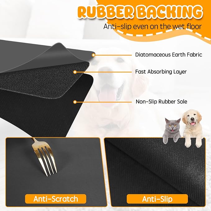Dog Food Mat, 39.4"x31.5" Largest Absorbent Dog Mat - Image 5